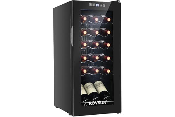 ROVSUN 18 Bottle Wine Fridge, Freestanding Compressor Wine Cooler Refrigerator, Beverage Wine Chiller with Digital Temperatur