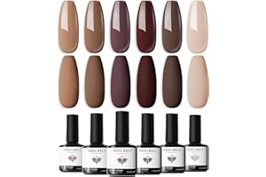 modelones Gel Nail Polish Set - 6 Colors Winter Fall Skin Tone Nude Gel Polish Brown Beige Khaki Nail Gel Polish Set Neutral