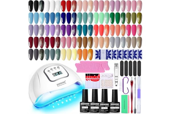 JODSONE Gel Nail Polish Kit with U V Light 32 Colors Gel Polish Nail + 4 Functional Adhesive Bottles Kit Soak Off Manicure To