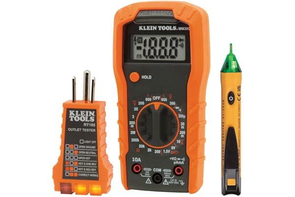 Klein Tools 69149P Electrical Test Kit with Digital Multimeter, Noncontact Voltage Tester and Electrical Outlet Tester, Leads