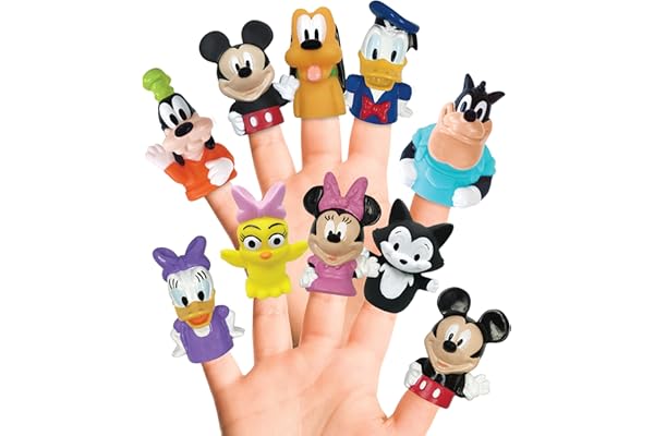 Disney Mickey & Friends 10-Piece Finger Puppet Set - Party Favors, Educational Story Time, Floating Pool & Beach Toys