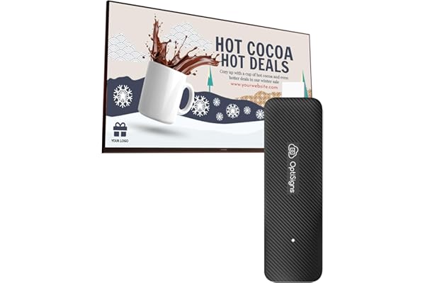 OptiSigns OptiStick Digital Signage Player - Android-Based 4K UHD HDMI Stick, Quad Core, WiFi/Ethernet, Remote Screen Managem