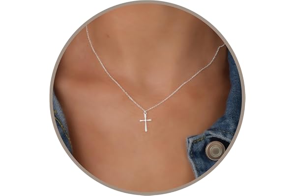 Annika Bella Cross Necklace for Women, 16-18 Inches Silver/Gold Chain, Women's Small Simple Cross Necklaces Religious Charm J