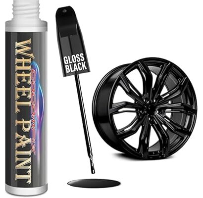 cocomfix Gloss Black Rim Touch Up Paint, Rim Paint, Car Wheel Scratch Repair Kit for Curb Rash & Scratches, Universal Black E