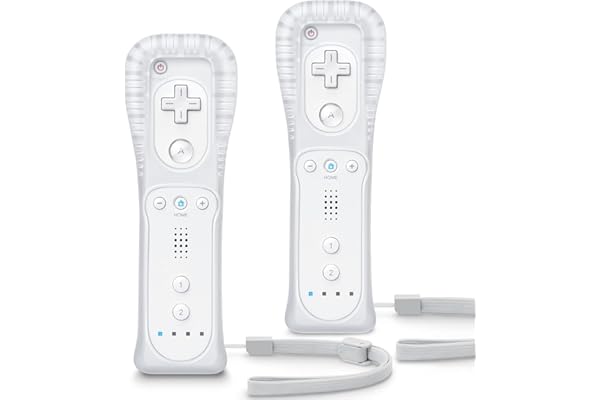 TIANHOO 2 Pack Remote Controller for Wii & Wii U, with Silicone Case and Wrist Strap (White)