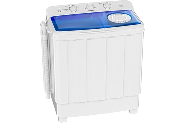 Auertech Portable Washing Machine, 28lbs Twin Tub Washer Mini Compact Laundry Machine with Drain Pump, Semi-automatic 18lbs W