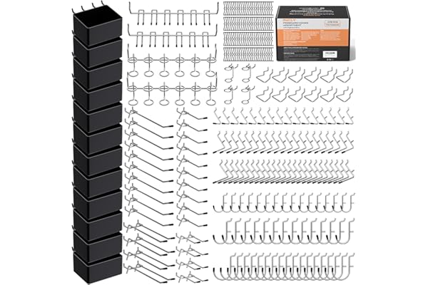 INCLY 278PCS Pegboard Accessories Organizer Kit, Peg Board Hooks Assortment with Bins for Organizing Various Tools, Fit 1/8 o