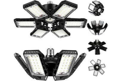 LED Garage Lights Bulb 2 Pack 180W 18000LM 6500K Led Shop Light with 6 Plus 1 Deformable Panels Basement Barn Ceiling Lights