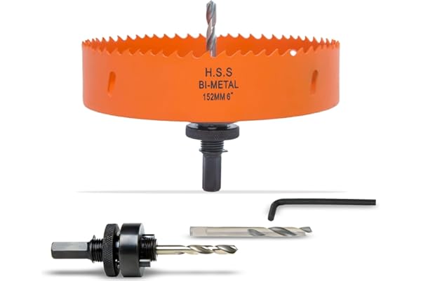 VIKITON 6 Inch Hole Saw with Arbor for Metal Wood and Plastic Cutting, 152mm Bi-Metal Hole Cutter for Different Project with