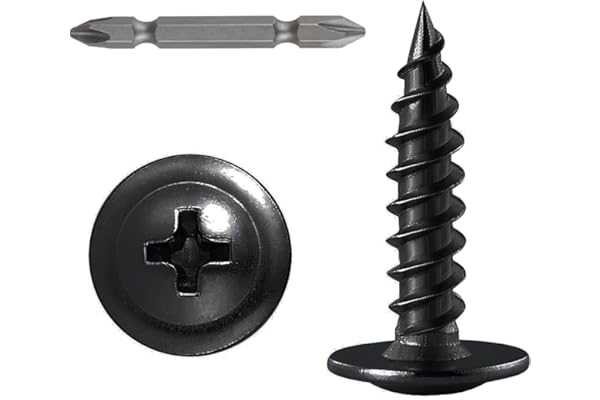 Wensilon (250 pcs)#8×1" Black Truss Head Wood Screws Quick Metal Self Tapping Zinc Oxide