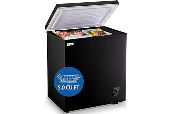 5.0 Cubic Feet Deep Chest Freezer Compact Freezers with Adjustable Thermostat Top Open Door Freezer Compressor Cooling with R