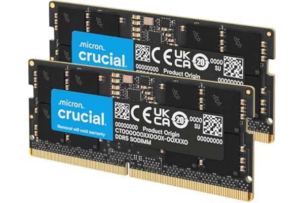 Crucial 32GB DDR5 RAM Kit (2x16GB), 5600MHz (or 5200MHz or 4800MHz) Laptop Memory 262-Pin SODIMM, Compatible with Intel Core