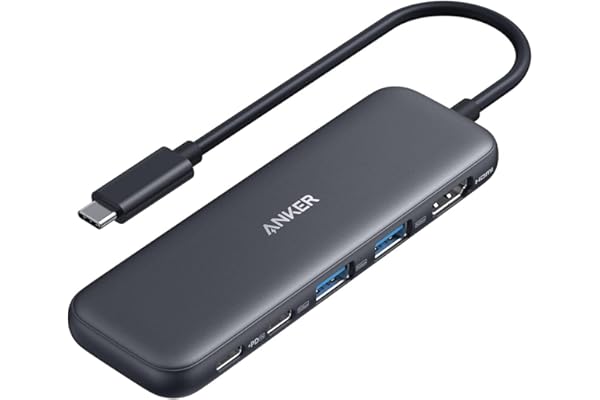 Anker USB C Hub, 5-in-1 USBC to HDMI Splitter with 4K Display, 1 x Powered USB-C 5Gbps & 2×Powered USB-A 3.0 5Gbps Data Ports