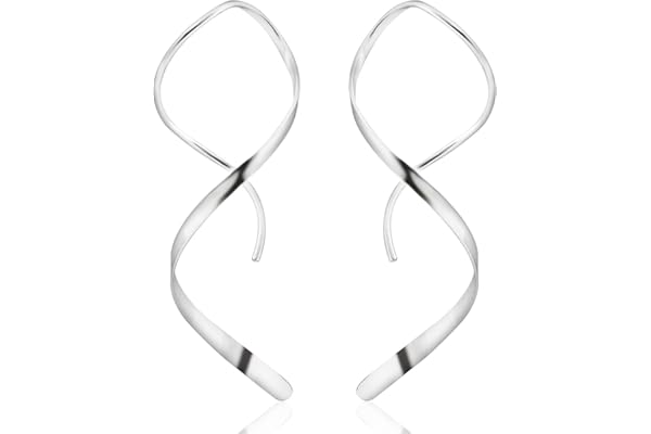 Desnuage Handmade Spiral Threader Earrings Sterling Silver Hypoallergenic Twisted Pull Through Drop Dangle Earrings for Women