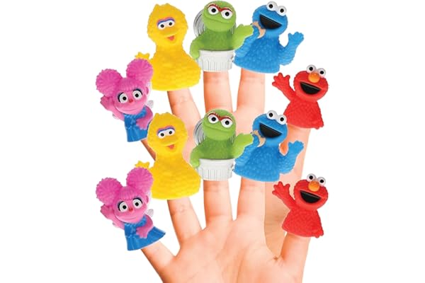 Sesame Street 10 Piece Finger Puppet Set - Educational Party Favors & Bath Toys