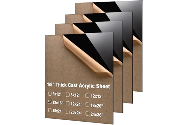 KINLINK 12x16 Plexiglass Sheets 1/8 inch Thick - 3mm Black Cast Acrylic Sheet, Plastic Sheet Polycarbonate Sheet for DIY Proj