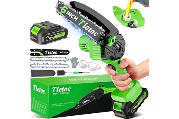 Tietoc Chainsaw 6 Inch Mini Electric Chainsaw Cordless Battery Powered, Hand Held Saw for Wood/Trees Trimming, Sawzall for Ho