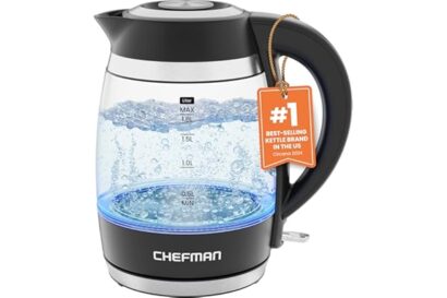Chefman Electric Kettle, 1.8L 1500W, Hot Water Boiler, Removable Lid for Easy Cleaning, Auto Shut Off, Boil-Dry Protection, S