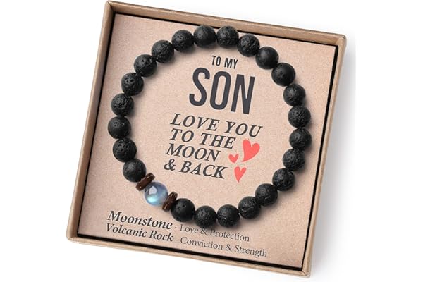 THEMEROL Christmas Gifts for Boys/Men-Love/Strength-Natural Gemstone Bracelet for Son Grandson Dad Boyfriend Husband Brother