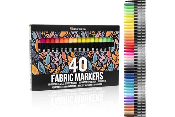 Zenacolor 40 Fabric Markers Pens Set - Non Toxic, Indelible and Permanent Fabric Paint - Fine Point Tip Textile Marker Pen