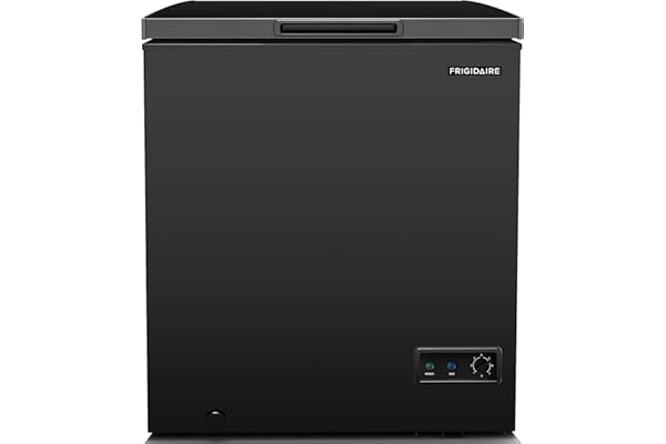 FRIGIDAIRE EFRF5003-BLACK Chest Deep Freezer-Garage-Ready, 5.0 Cu. Ft. Capacity, Black-Adjustable Thermostat-Removable Vinyl