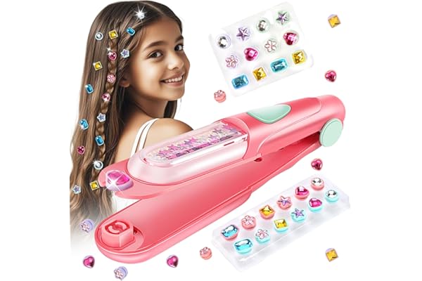 kidzkube Hair Gem Stamper Kit, Bling Hair Jewels for Girls Toys, Hair Styling Tool with Reusable Shining Diamonds, Birthday G