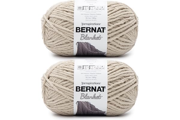 Bernat Blanket Super Bulky Acrylic Yarn - 2 Pack of 300g/10.5oz #6 Chunky Chenille Heavy Weight Yarn for Knitting and Crochet