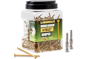 LIONMAX Deck Screws 3 Inch, Wood Screws #10 x 3, 300 PCS, Rust Resistant, Exterior Epoxy Coated, Outdoor Decking Screws, Torx