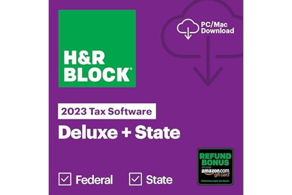 (Old Version) H&R Block Tax Software Deluxe + State 2023 with Refund Bonus Offer (Amazon Exclusive) (PC/MAC Download)