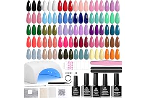 Beetles Gel Nail Polish Kit with U V Light -54 Pcs Gel Nail Kit Four Seasons Glow 32 Colors Set with Base Matte & Glossy Top