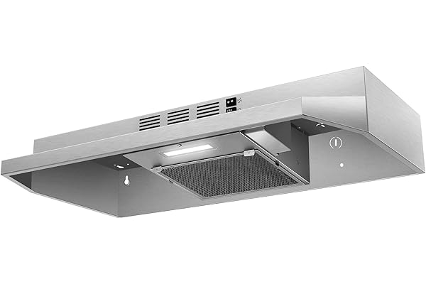 SNDOAS 30 inch Range Hood Ducted/Ductless Convertible Stainless Steel Range Hood Under Cabinet with Rocker Button Control,Ven