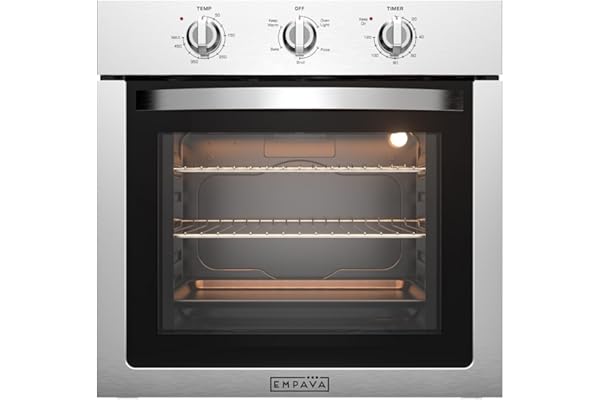 Empava 24 inch Electric Single Wall Oven, 2.5 Cu.ft.. Stainless Steel Built in Wall Oven with Basic Broil Bake Functions, Mec