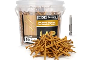 Bobibbi Deck Screws #10 x 2-1/2’’, T25 Star Torx Drive Flat Head Wood Screws, Tan, 5lb