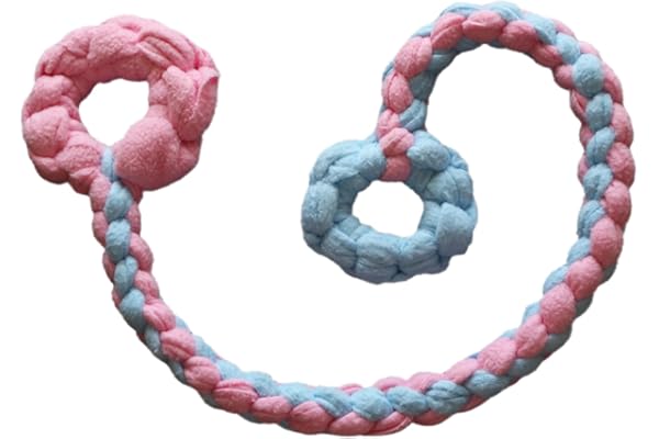 Baba&Nana Braided Fleece Dog Tug Toy, Assorted Colors Dog Rope Toy with Ball, Interactive Tug of War Dog Toy for Large & Medi