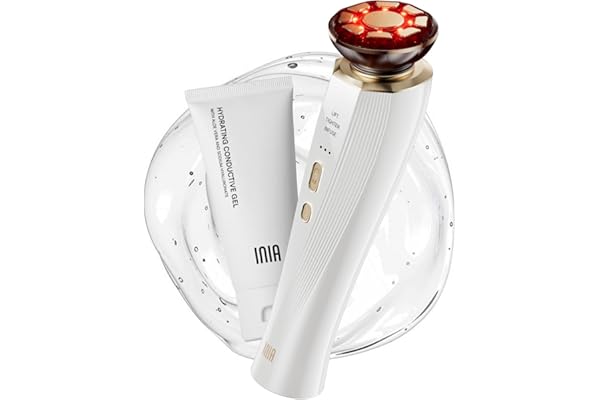INIA 3-in-1 Red Light Therapy for Face and Neck Beauty Device for Puffiness & Skin Firming Skincare Tool (White)