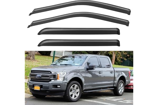 Window Visors Rain Guards for 2015-2025 Ford F150 SuperCrew, Out-Channel Sun Rain Shades Window Vent Deflectors for 2017-2025