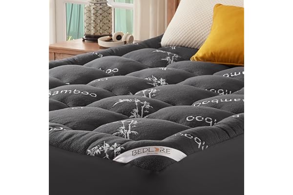 BEDLORE Queen Mattress Topper Viscose Derived from Bamboo, Thick Pillow Top Mattress Pad with Stretchable Pockets for 6-18 in