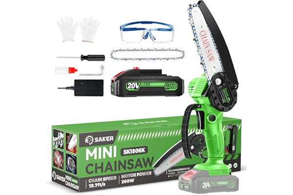 Saker Mini Chainsaw Cordless,6 Inch Chainsaw, Mini Electric Chainsaw Cordless Battery Powered,One-Hand Portable Chain Saw for