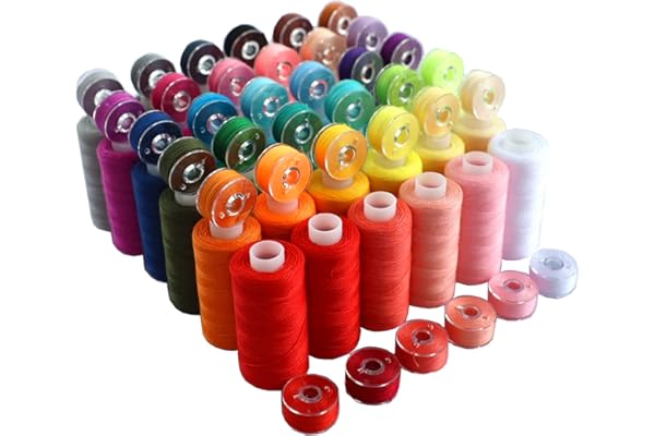 72 PCS Sewing Thread Assortment, 36 Color Thread for Sewing Machine with 36 Same Color Bobbins, Polyester Thread 400 Yards/Sp