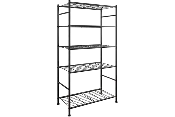Sakugi Storage Shelves - 5 Tier Shelf Organizer, Heavy Duty Garage Shelving Unit with Leveling Feet, Stable Metal Shelves Org