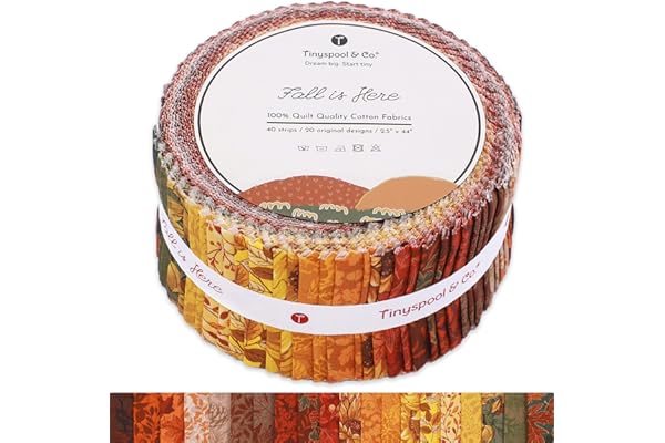 Tinyspool & Co. Jelly Roll Fabric Strips for Quilting, Crafting, and Sewing, 40 Strip Assorted Bundle, Soft Cotton for Blanke