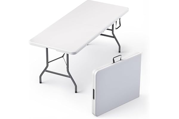 6 Feet Foldable Table with Built in Handle & Steel Legs | 6FT Heavy Duty Folding Portable | Perfect for Party, Dining, Weddin