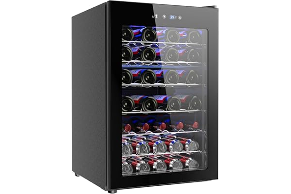 EUHOMY 45 Bottle Wine Cooler Refrigerator, Small Wine Fridge for Red, White and Champagne, 4.5 Cu.ft Mini Fridge with Adjust