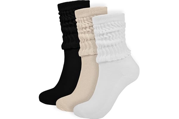 BomKinta Crew Slouch Socks Women - Retro Scrunch Short Sock - Soft Solid Ankle Socks Size 5-11