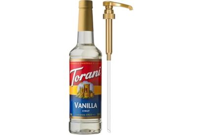 Torani Coffee Syrup, Vanilla Flavored Syrup for Drinks, Pump Included, 25.4 Fl Oz