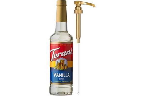 Torani Coffee Syrup, Vanilla Flavored Syrup for Drinks, Pump Included, 25.4 Fl Oz