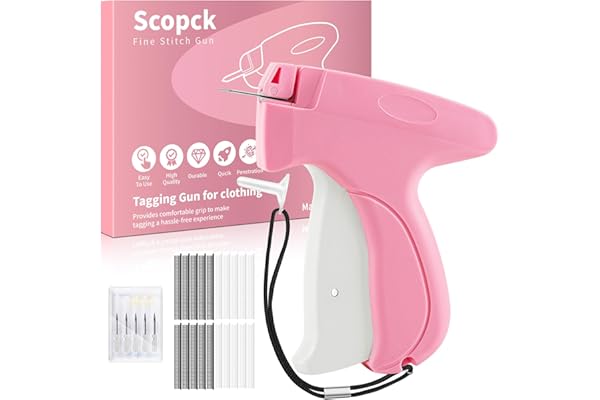 Scopck Handheld Stitch Tag Gun for Clothes, Quick Clothing Fixer, Tagging, Sewing Kit Includes 6 Needle, 1000 Black Fasteners
