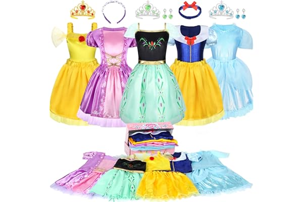 LIMIROLER Princess Dress Up Clothes for Little Girl Role Play Costume Gift Set Princess Dress Up Toys for Toddler Girls