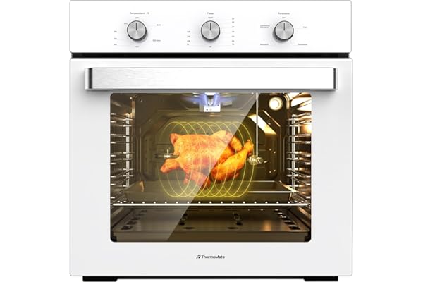 24" Gas Wall Oven, ETL Certified ThermoMate 2.12 Cu.ft. Natural Gas Oven with 5 Cooking Functions and Rotisserie, Built-in Wa