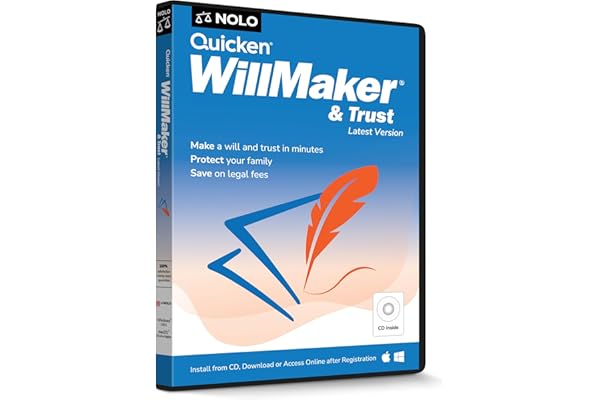Quicken WillMaker & Trust Latest Version - Estate Planning Software - Includes Will, Living Trust, Health Care Directive, Fin
